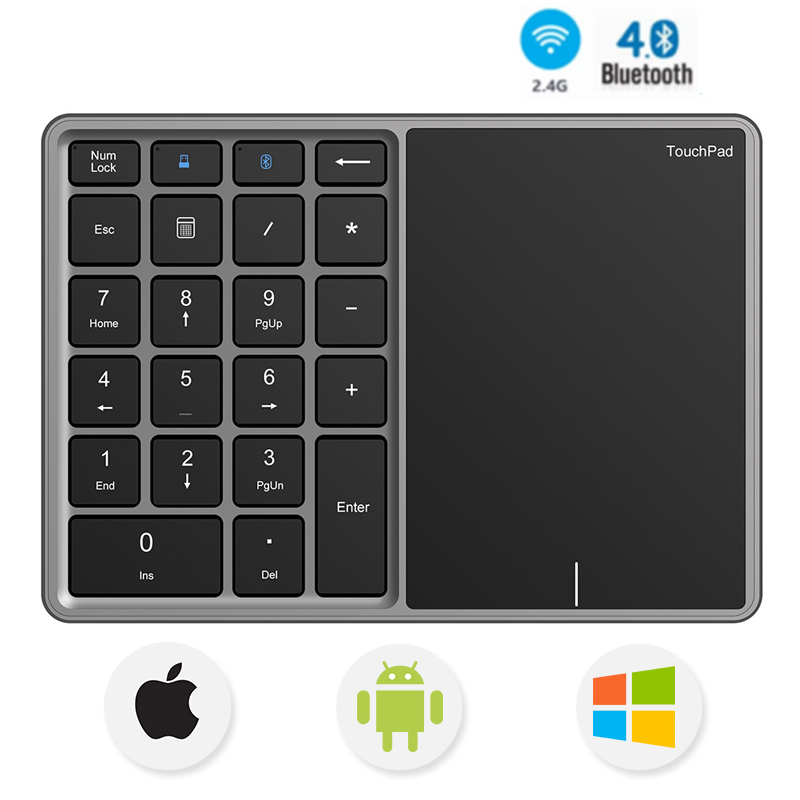 Gaming Keyboard Non Mechanical - Jomaa Bluetooth Numeric Keyboard with Touchpad