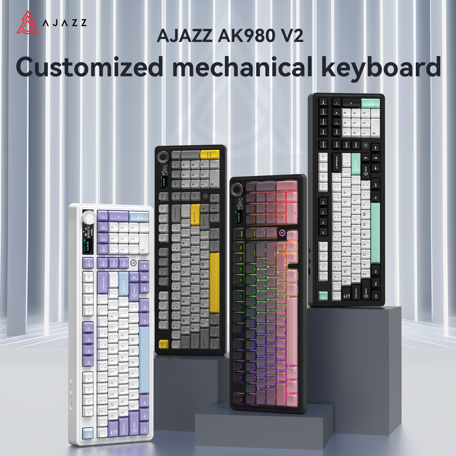 Gaming Keyboard No Noise - AJAZZ AK980 V2 Three-mode Wired Mechanical