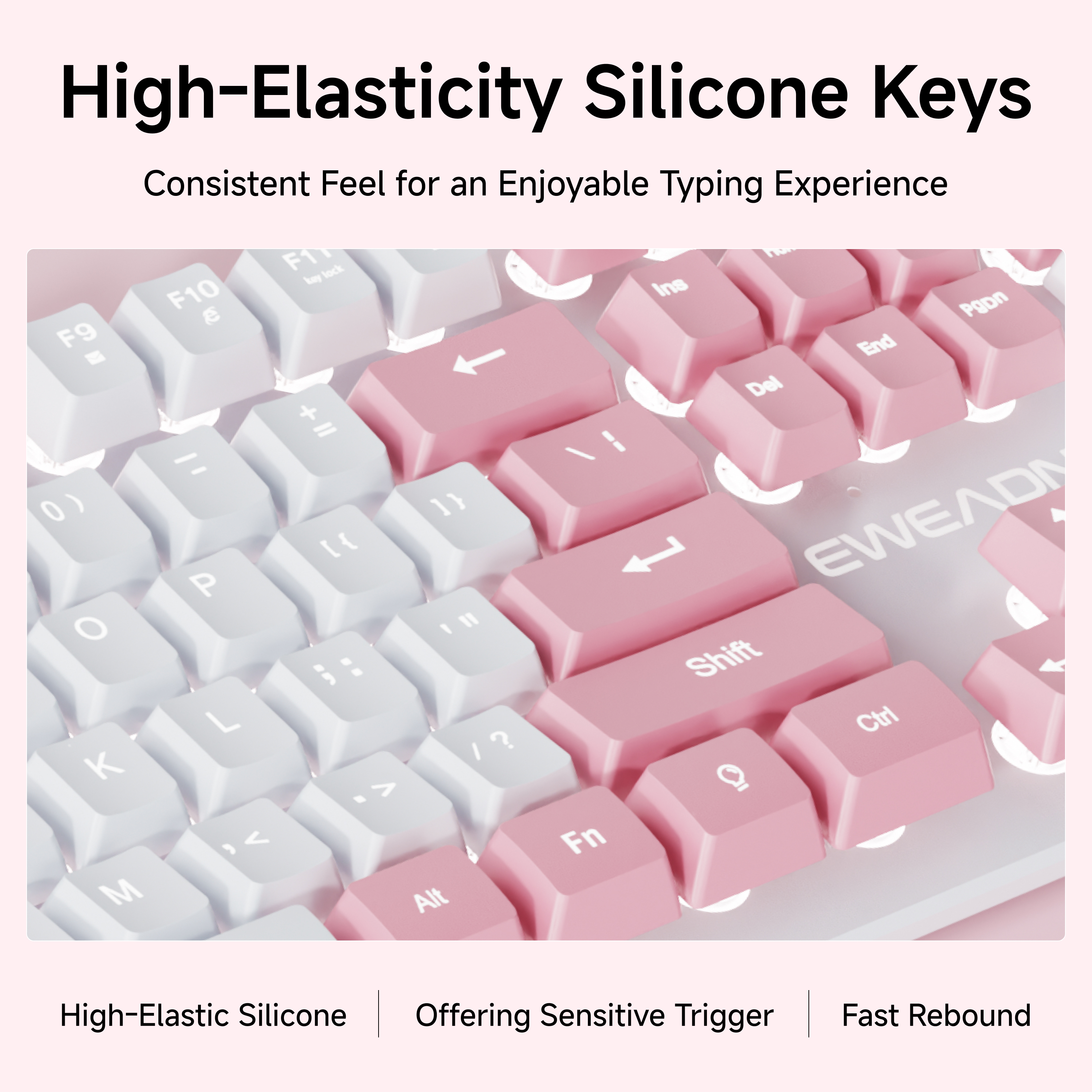 Gaming Keyboard That Is Quiet - EWEADN Wired Pink White Keyboard, Full-Size