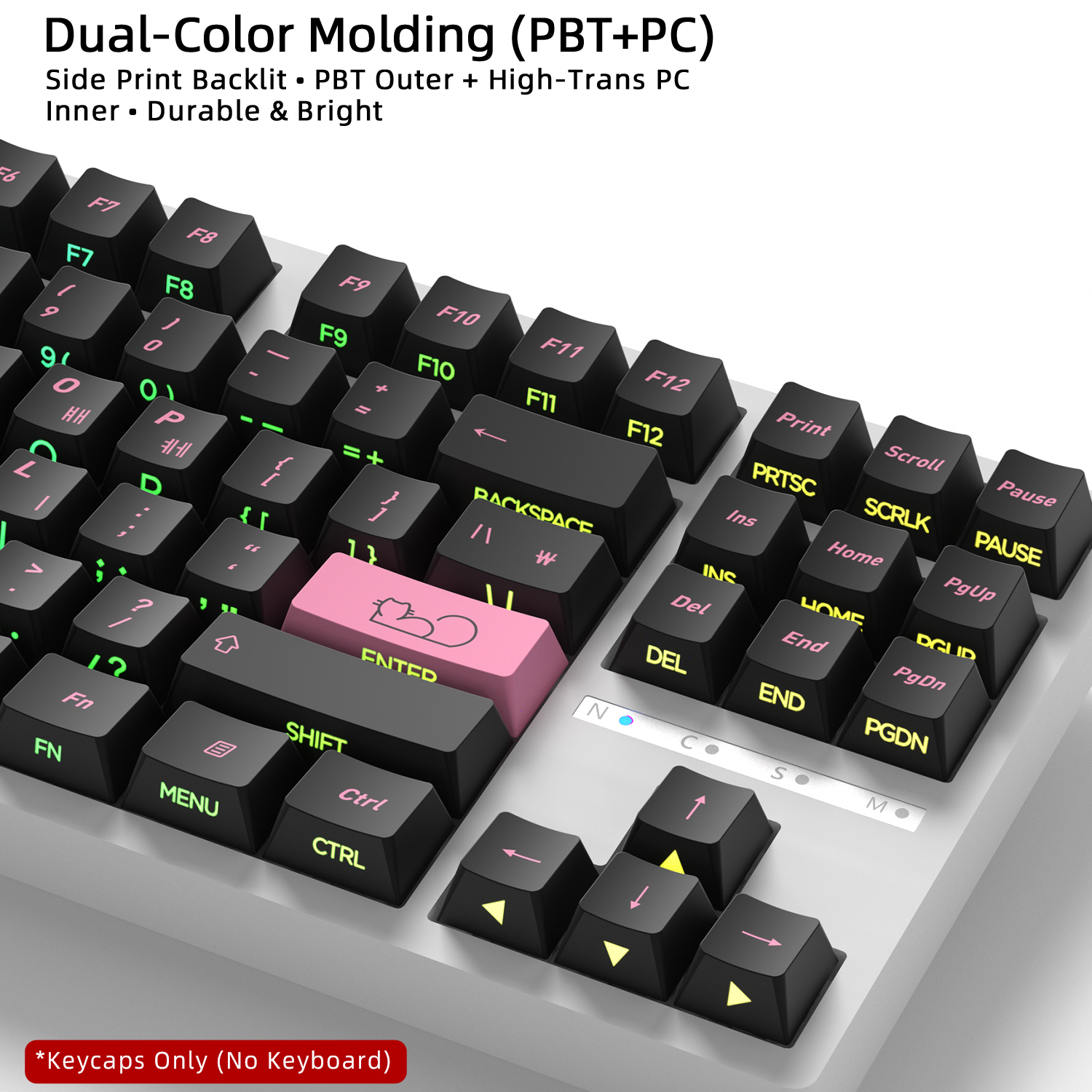 Gaming Keyboard Typewriter - Cute Cat Side Printed Korean Keycaps