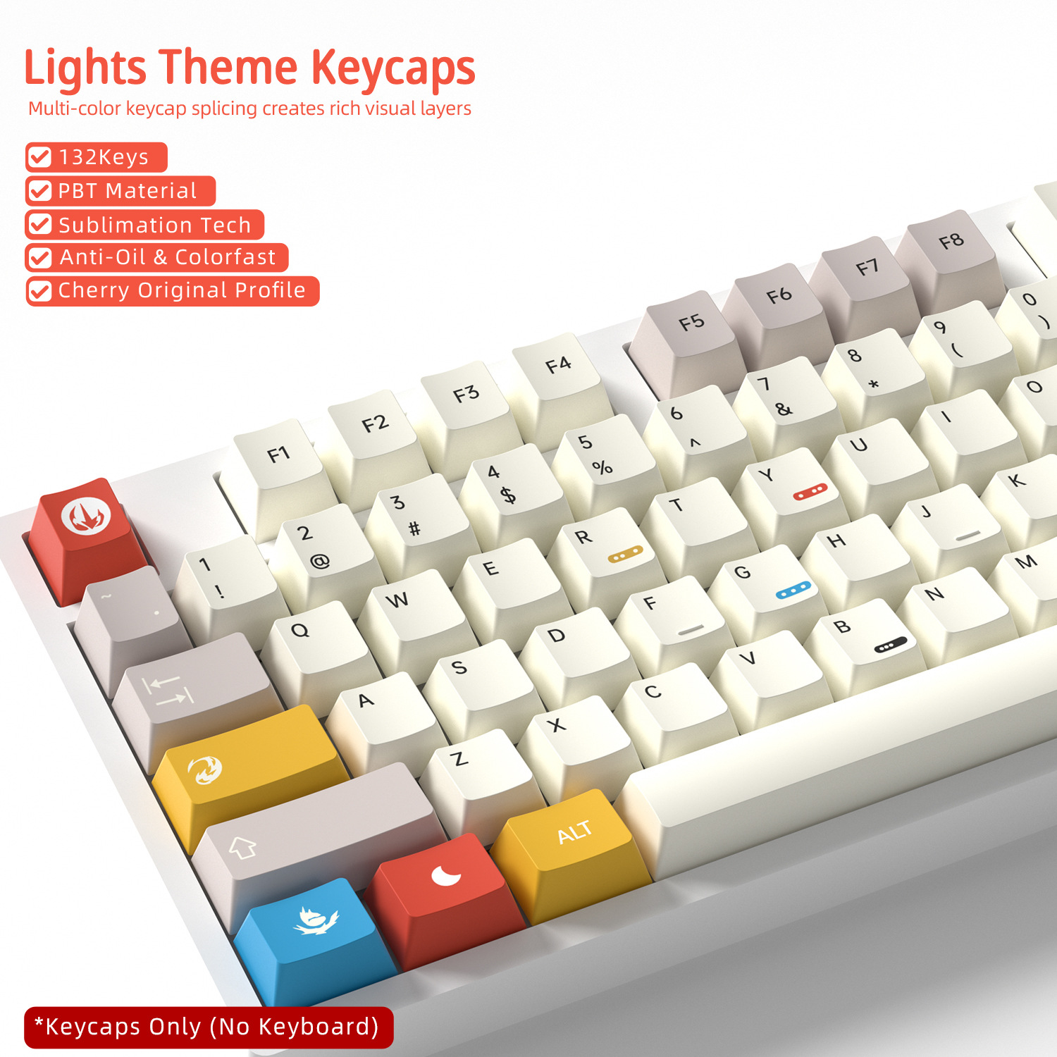 Gaming Keyboard Extension - Cherry Profile Keycaps PBT 5-side Dye-Sub