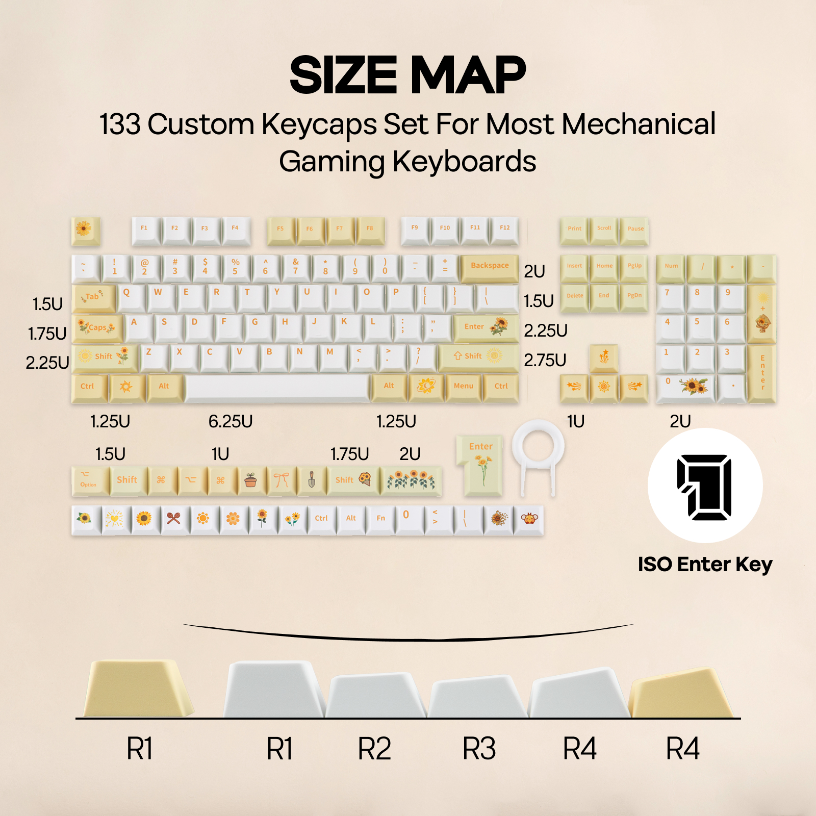 EPOMAKER Sunflower Keycaps Set - Gaming Keyboard Typewriter ulasan dan harga