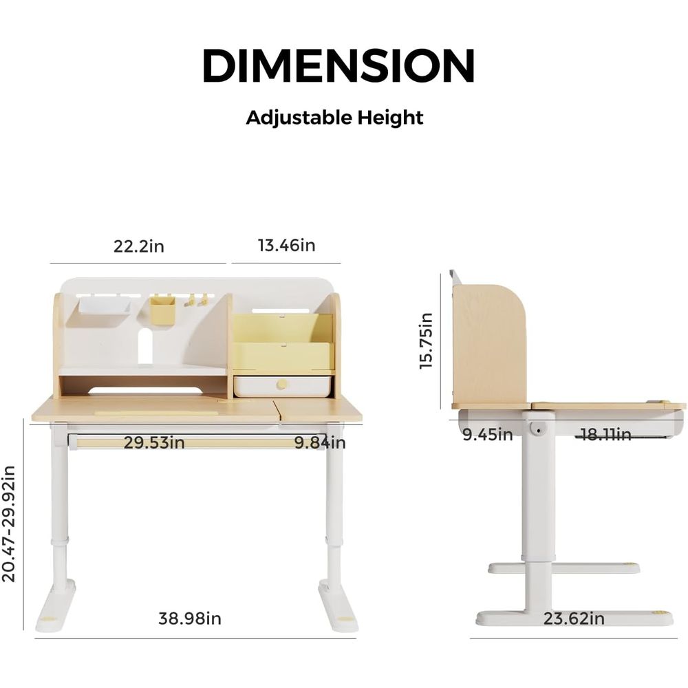 Adjustable Wooden Kids Desk wi - Wrist Rest Wood ulasan dan harga