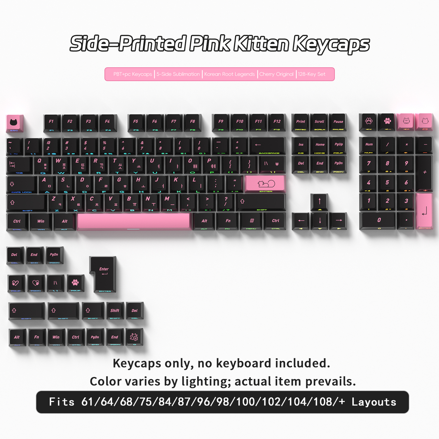 Black Pink Cat Korean Keycaps  - Gaming Keyboard Typewriter ulasan dan harga