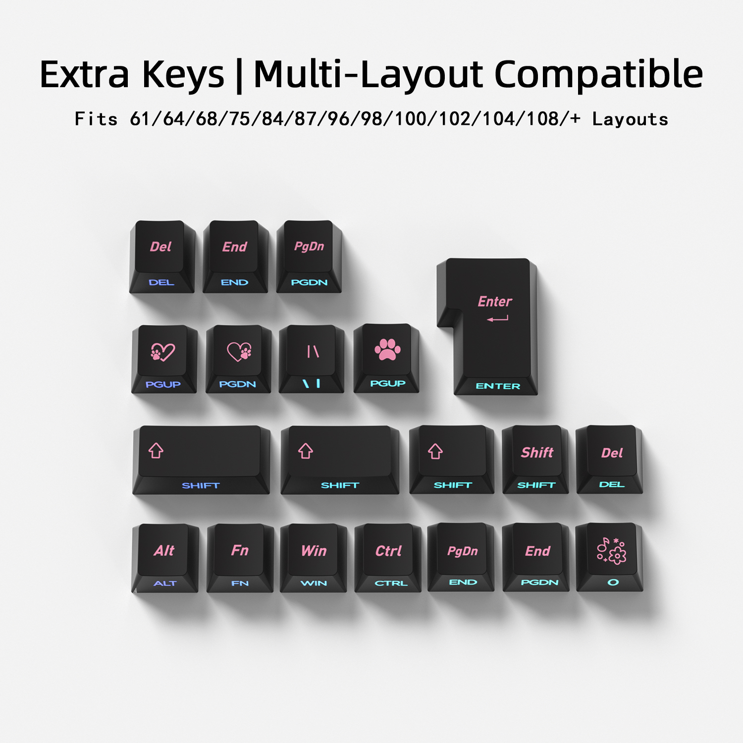 Black Pink Cat Korean Keycaps  - Gaming Keyboard Typewriter ulasan dan harga