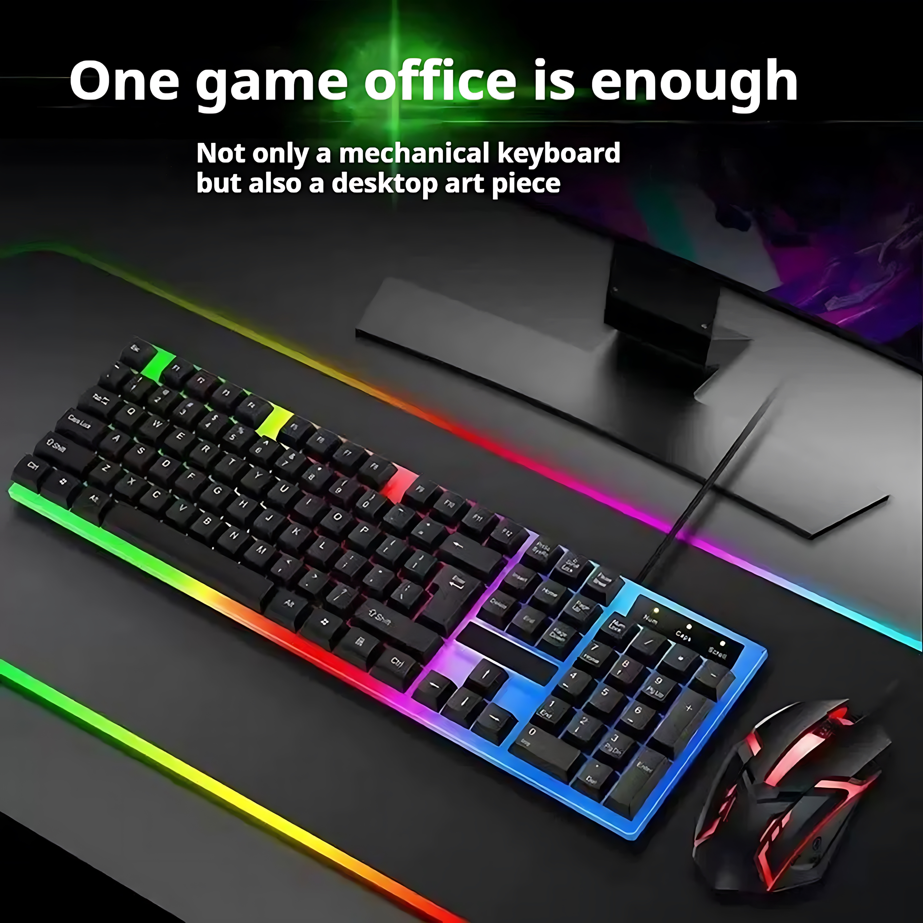 Rainbow Backlit Wired Keyboard - Gaming Keyboard Bundle ulasan dan harga