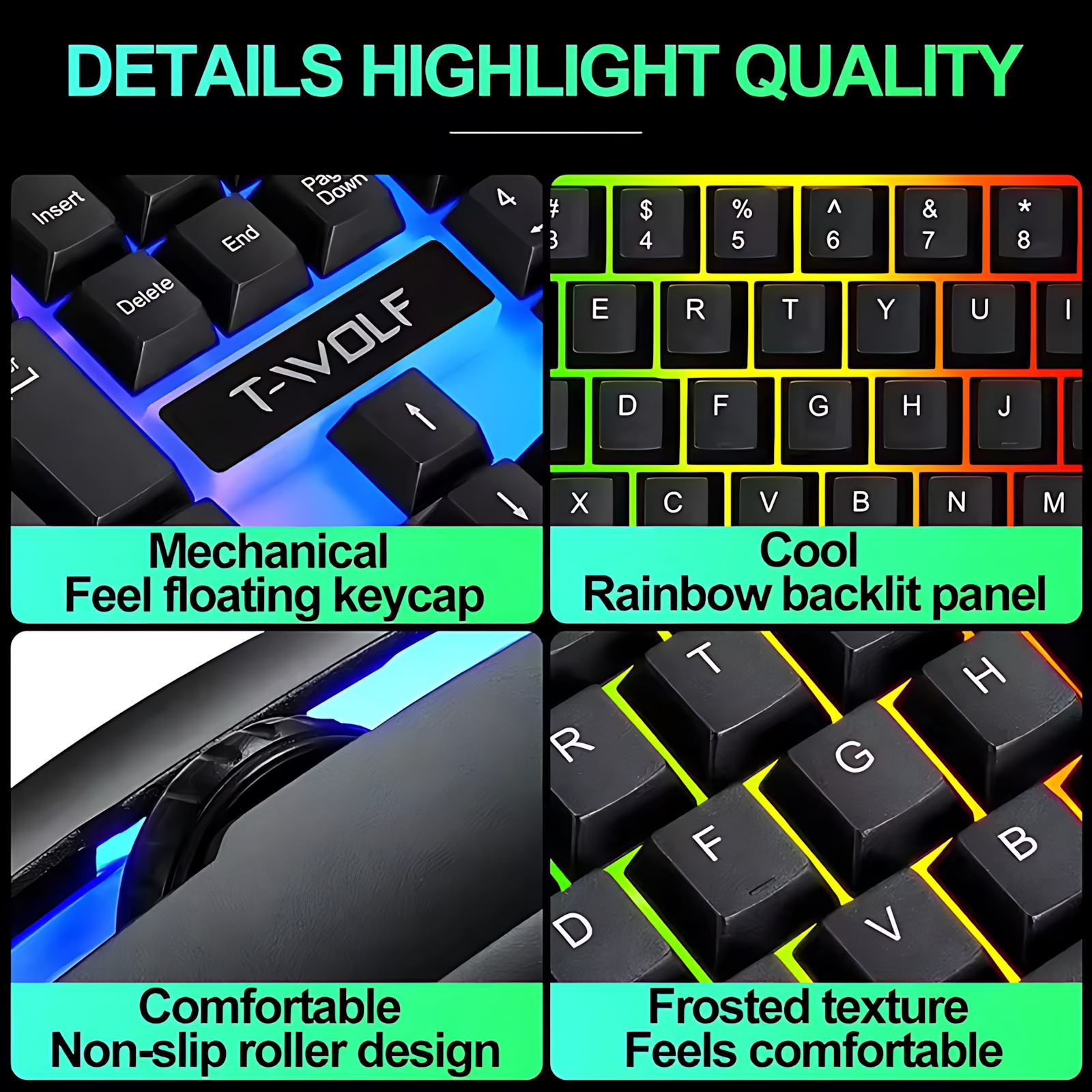 Rainbow Backlit Wired Keyboard - Gaming Keyboard Bundle ulasan dan harga