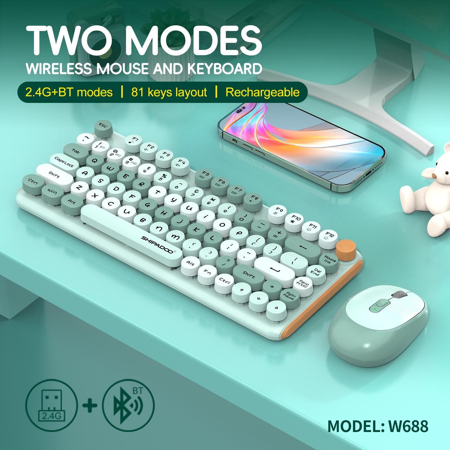 81 keys Bluetooth 2.4G Wireles - Gaming Keyboard And Mouse Combo Wireless ulasan dan harga