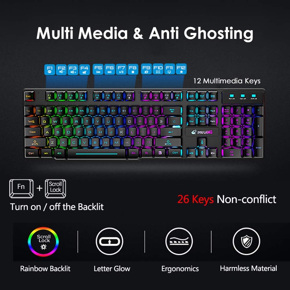 MAMBASNAKE x ZIYOU LANG T3 Wir - Gaming Keyboard And Mouse Combo Wireless ulasan dan harga