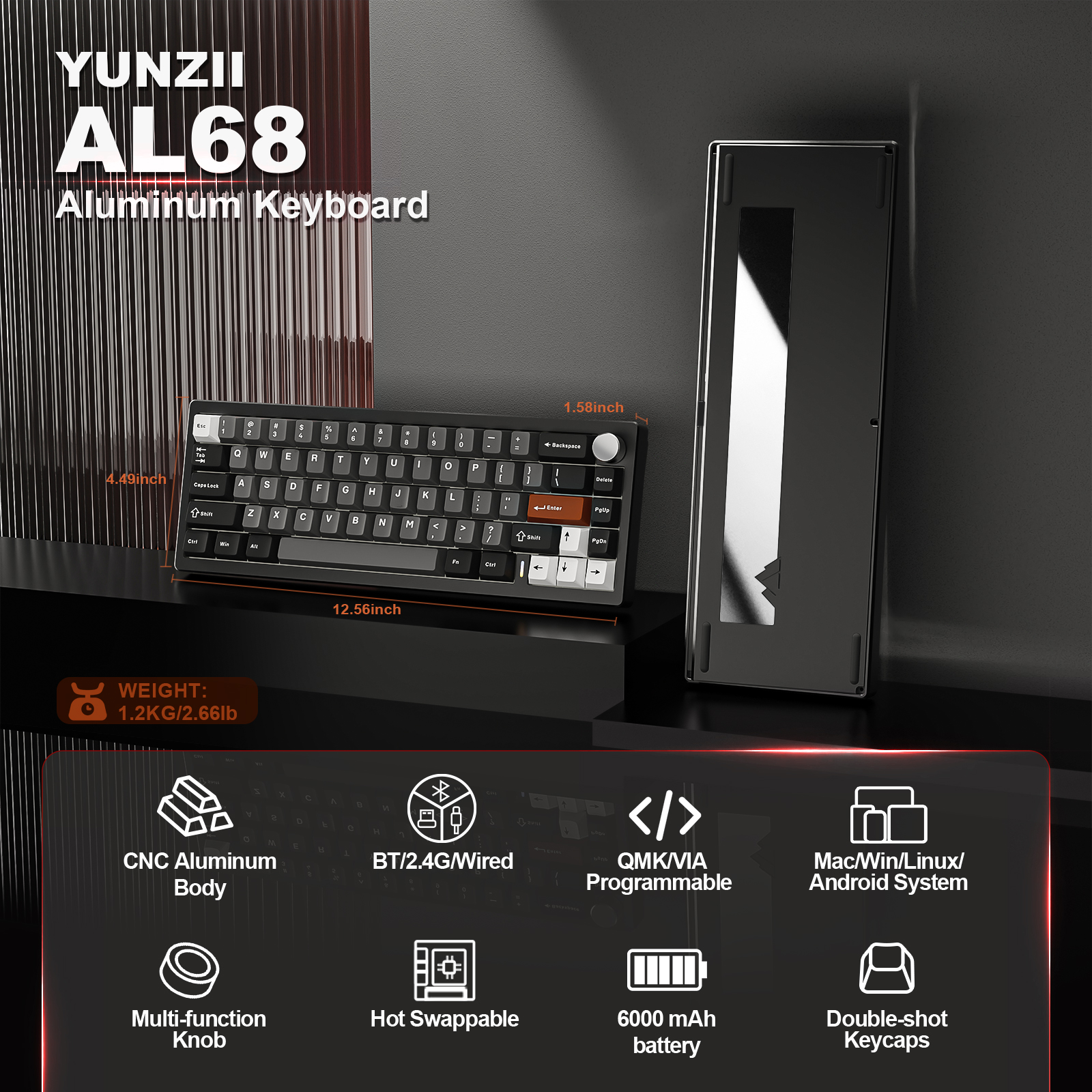 YUNZII AL68 Black QMK/VIA Mech - Gaming Keyboard Mobile ulasan dan harga
