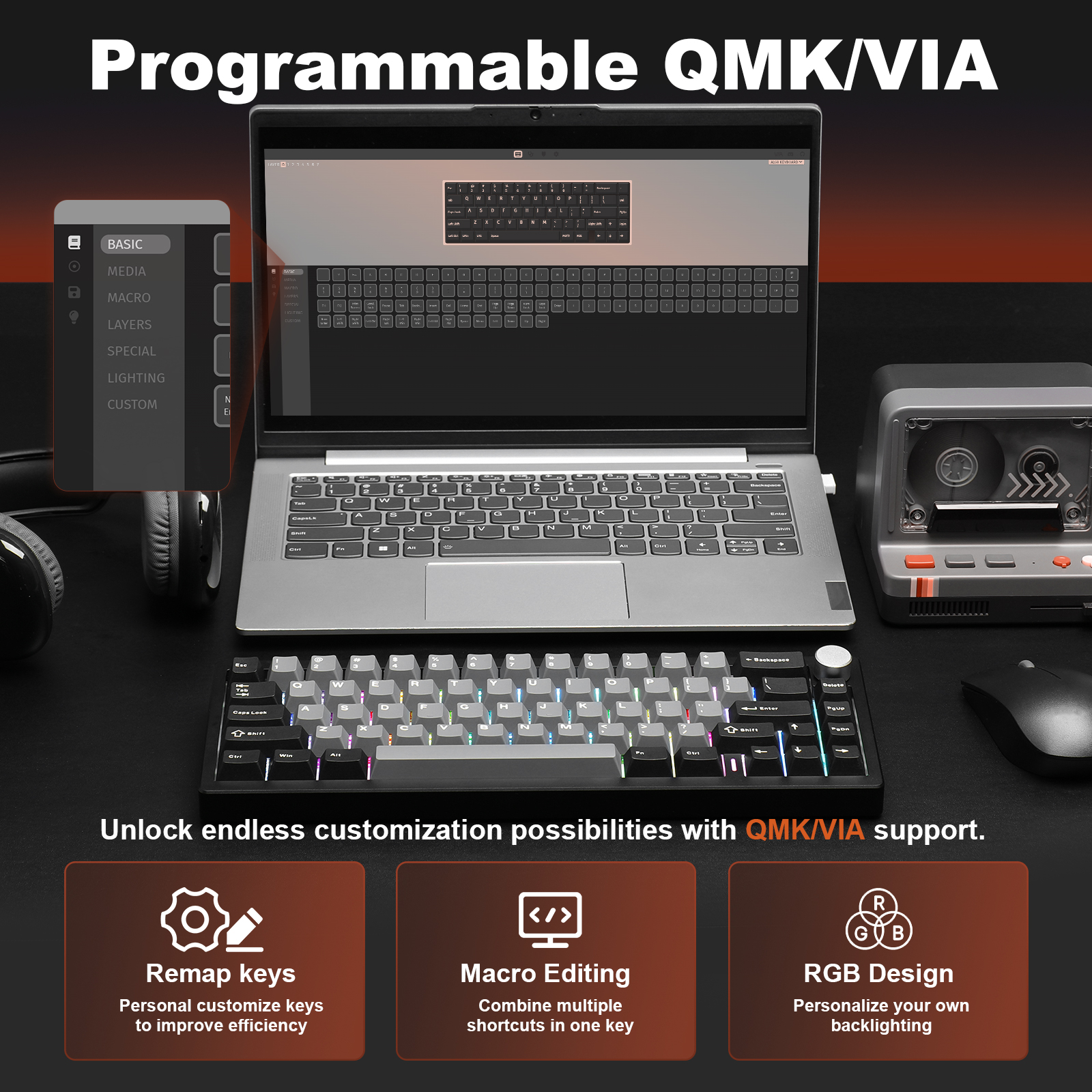 YUNZII AL68 Black QMK/VIA Mech - Gaming Keyboard Mobile ulasan dan harga