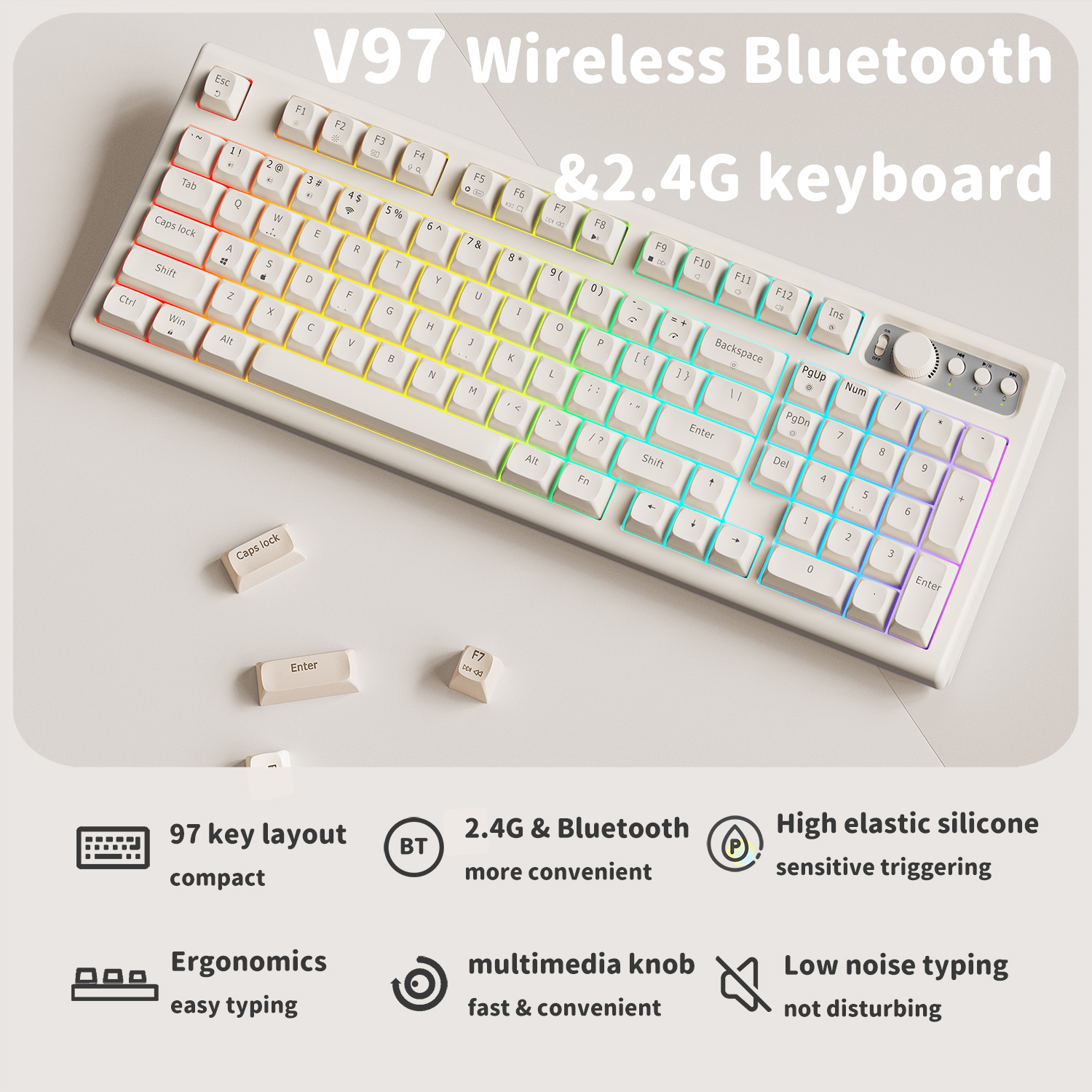 EWEADN V97 Cute Creamy Keyboar - Gaming Keyboard That Is Quiet ulasan dan harga