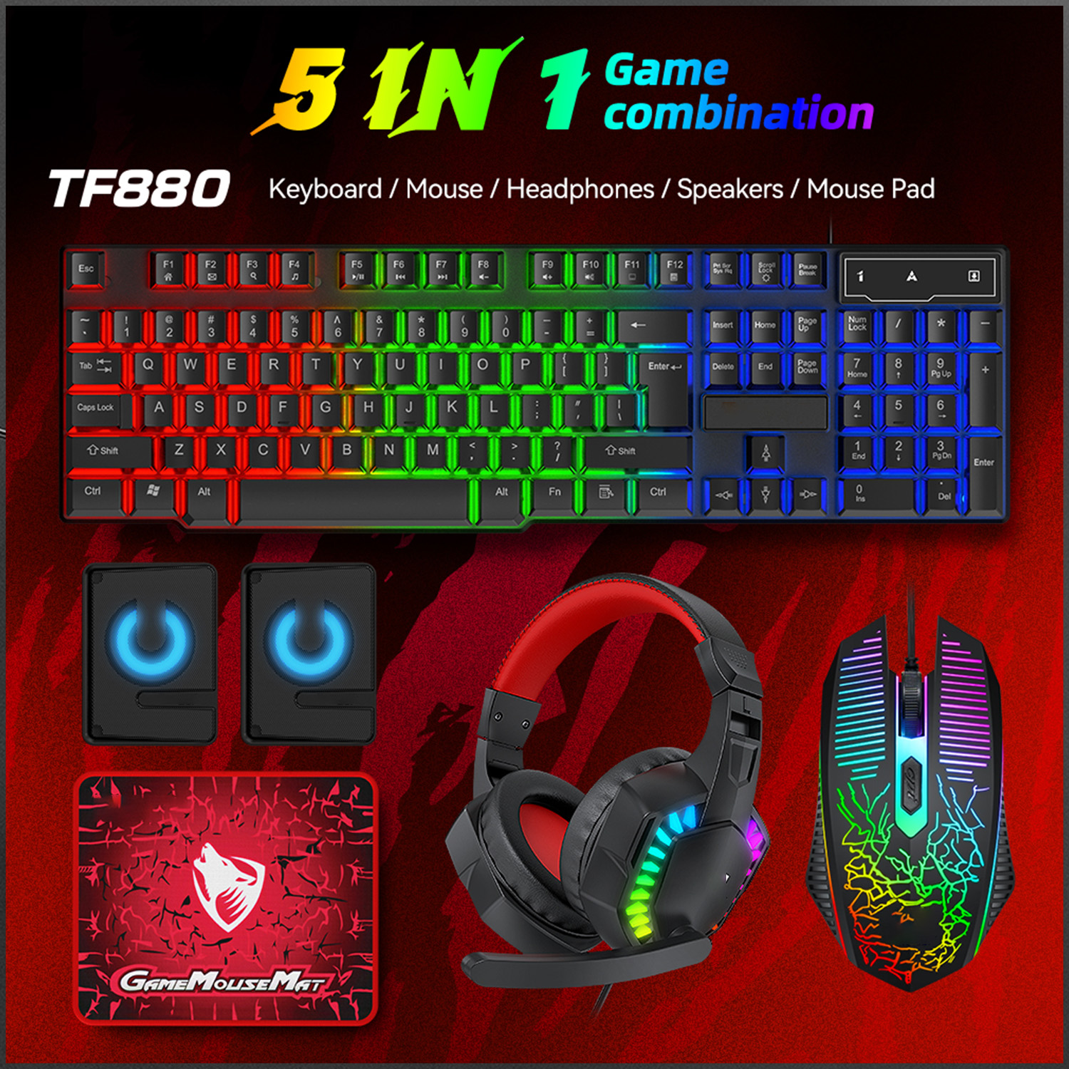 5-in-1 Set Gaming Combo Keyboa - Gaming Keyboard Extension ulasan dan harga