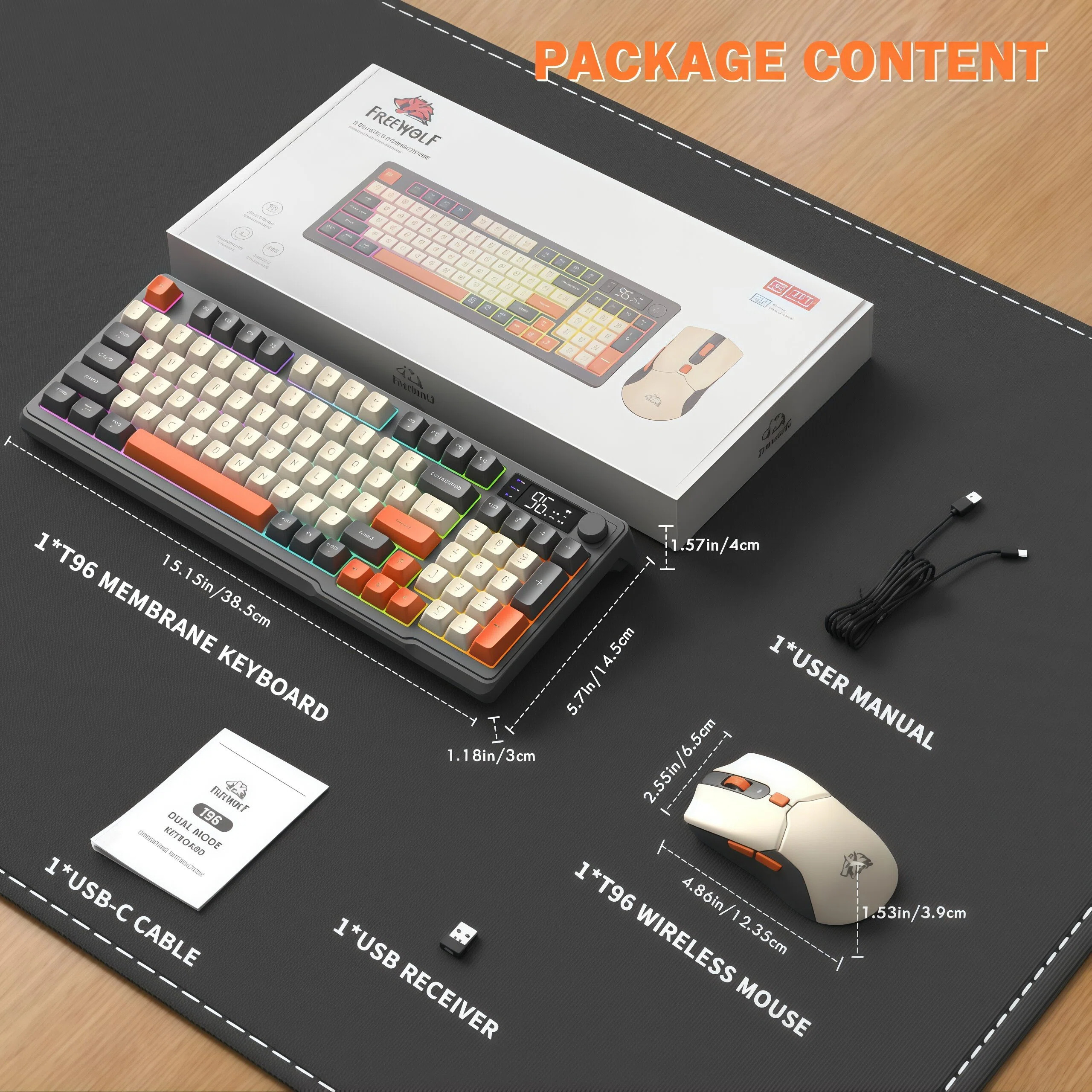 FREEWOLF T96 Wireless Keyboard - Gaming Keyboard And Mouse Combo Wireless ulasan dan harga