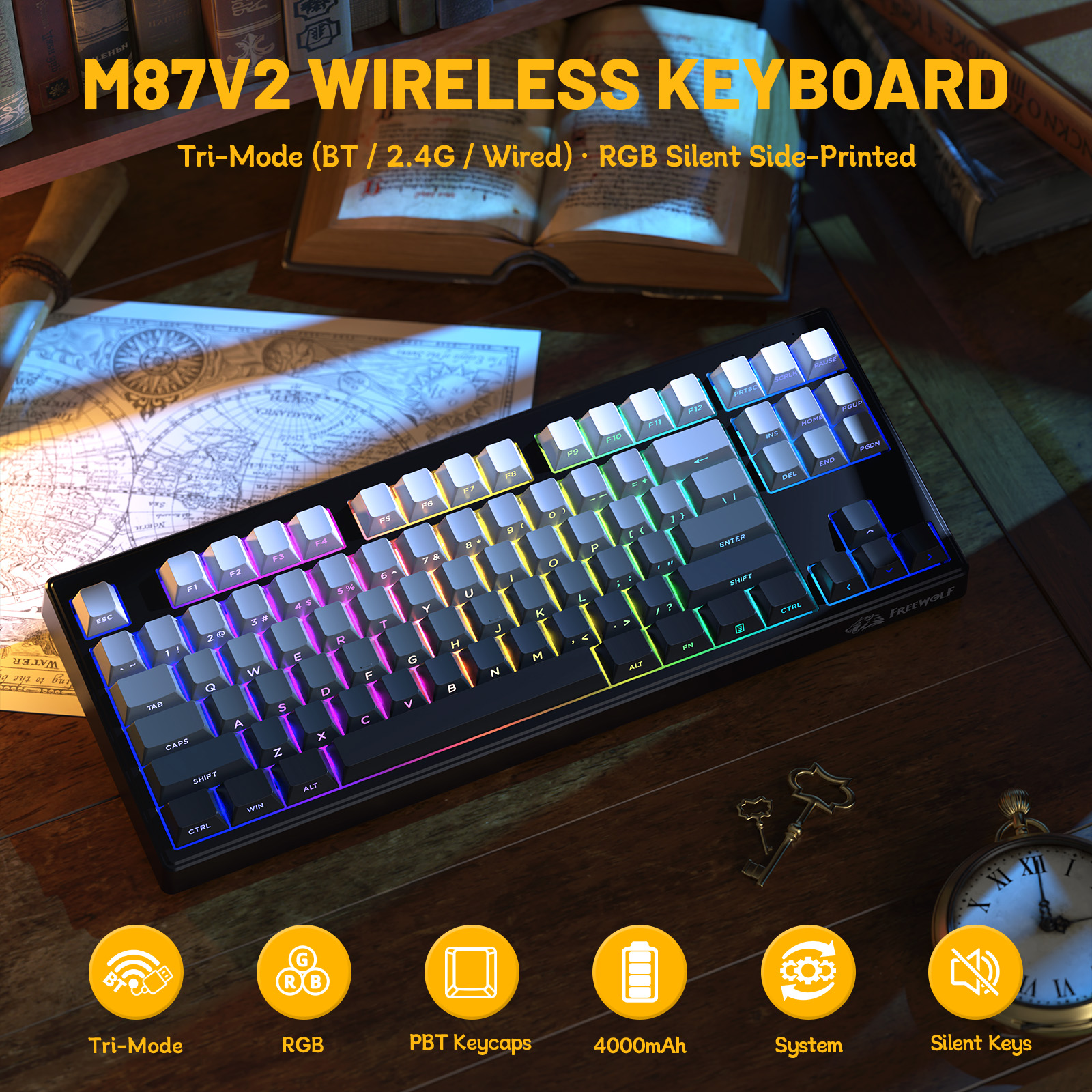 ZIYOULANG M87V2 87 Keys Tri-Mo - Gaming Keyboard That Is Quiet ulasan dan harga