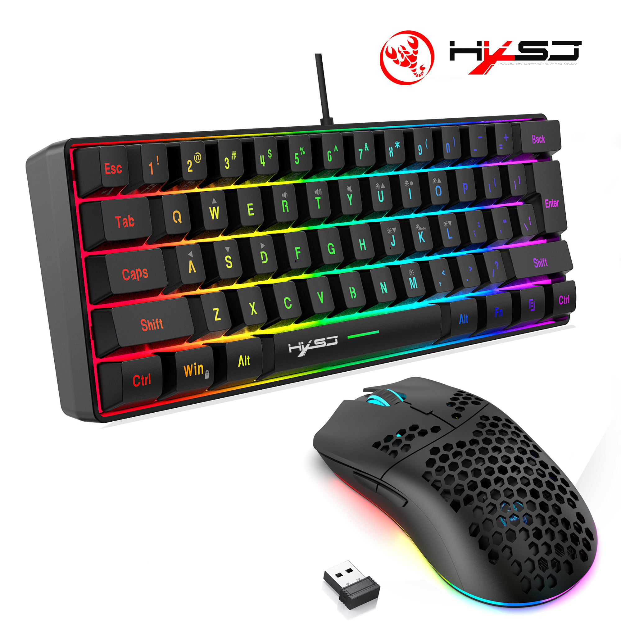 Hot sale 60% mini portable gam - Gaming Keyboard And Mouse Combo Wireless ulasan dan harga